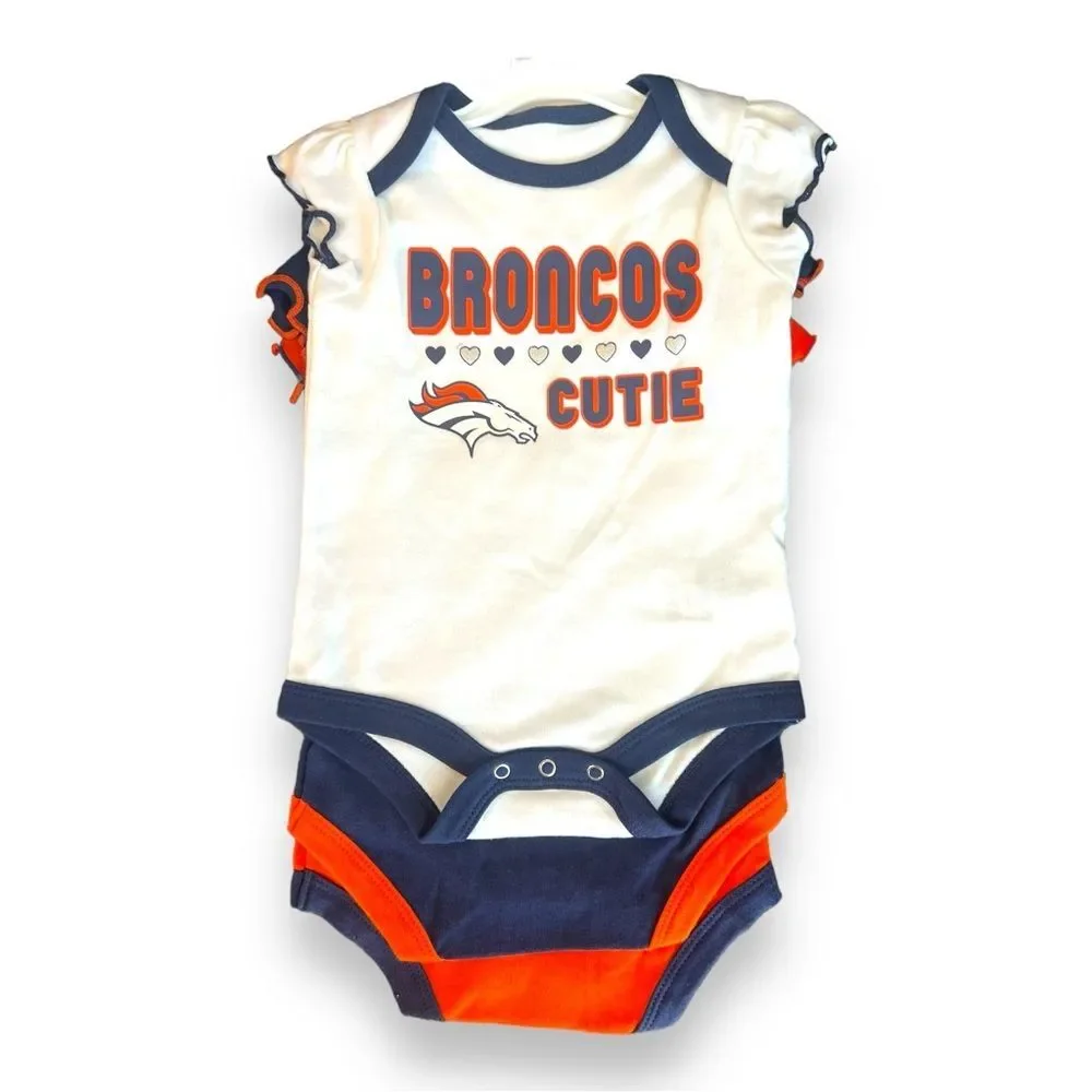 NFL Baby Denver Broncos Creeper 3-Piece Set Bodysuits Multi 0-3 Months